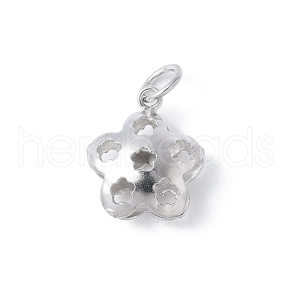 925 Sterling Silver Hollow Flower Charms STER-M093-03P-1
