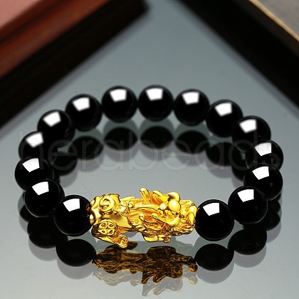 Glass Round Bead Stretch Bracelets WG0941C-14-1