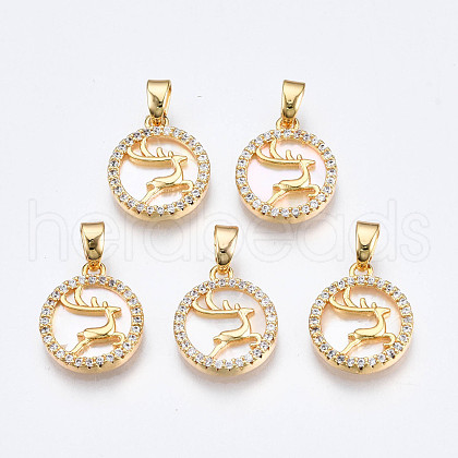 Brass Micro Pave Clear Cubic Zirconia Charms KK-Q277-006-NF-1
