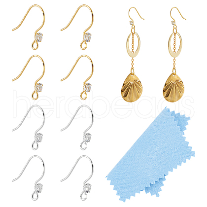 Unicraftale 2 Colors 925 Sterling Silver with Clear Cubic Zirconia Earring Hooks STER-UN0001-30-1