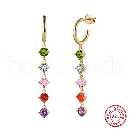 925 Sterling Silver Micro Pave Cubic Zirconia Stud Earrings EJEW-K284-01G-1