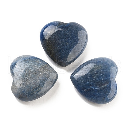 Mother's Day Gifts Heart Dyed & Heated Natural Blue Aventurine Palm Stones G-C134-06A-10-1