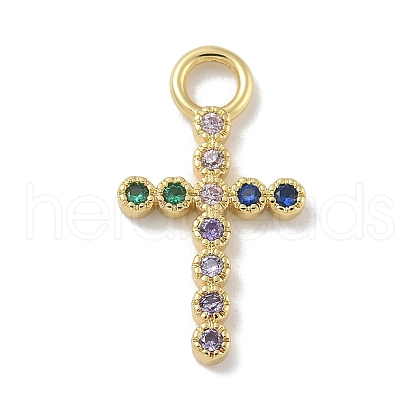 Rack Plating Brass Micro Pave Cubic Zirconia Pendants KK-G515-37G-1