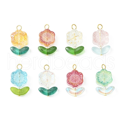 50Pcs Glass Pendants PALLOY-TA00059-01-S-1
