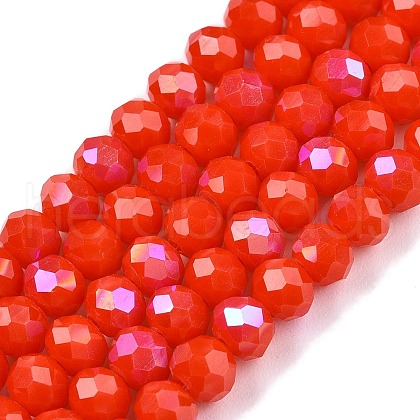 Electroplate Opaque Solid Color Glass Beads Strands EGLA-A044-P6mm-L03-1