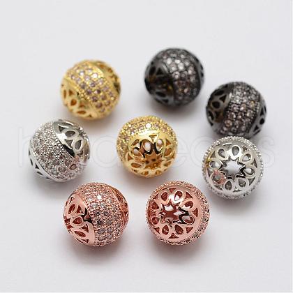 Brass Micro Pave Cubic Zirconia Beads ZIRC-F038-12-FF-1