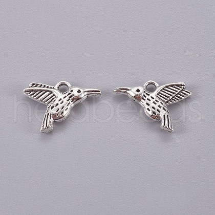 Tibetan Style Alloy Hummingbird Charms Pendants X-TIBEP-1096-AS-LF-1