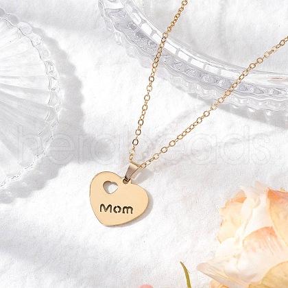 Mother's Day 304 Stainless Steel Pendant Necklace NJEW-TA00194-02-1