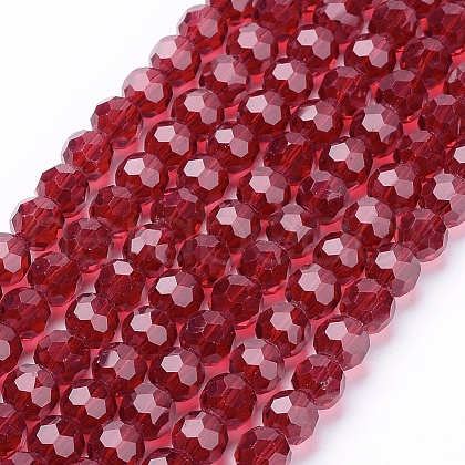 Faceted(32 Facets) Glass Round Beads Strands X-EGLA-J042-6mm-20-1