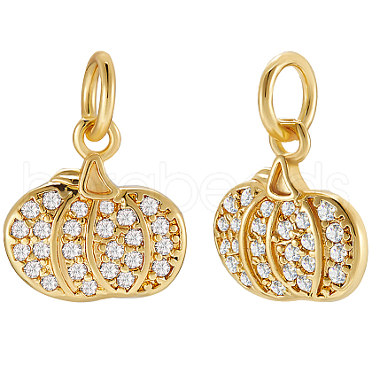 Beebeecraft 12Pcs Brass Micro Pave Clear Cubic Zirconia Charms KK-BBC0014-62-1
