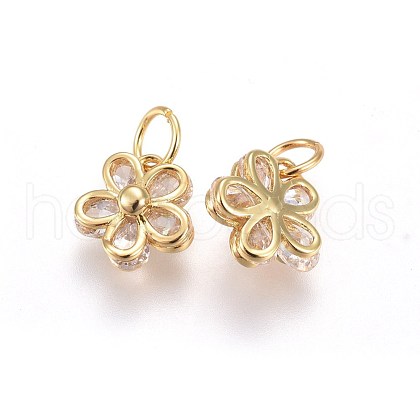 Brass Cubic Zirconia Charms ZIRC-E162-17G-1