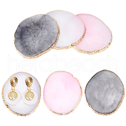   6Pcs 3 Colors Oval Resin Palette MRMJ-PH0001-60-1