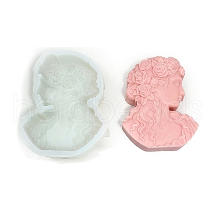 2D Flower Lady Figurine Portrait Embossed Pillar DIY Candle Silicone Molds PW-WG8E4F2-01-1