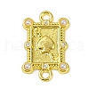 Brass & White ABS Plastic Imitation Pearl Playing Card A Connector Charms KK-M322-23G-1