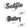 SUPERFINDINGS 4Pcs 2 Style Word Baby & Selfie Glitter Hotfix Rhinestone DIY-FH0003-57-4
