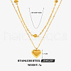 Stainless Steel Double Layer Heart Pendant Necklaces for Women FS-WG1E710-01-5