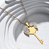 304 Stainless Steel Polymer Clay Rhinestones Key Openable Pendant Necklaces for Women NJEW-Z065-11G-2