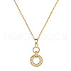 Double Rings 304 Stainless Steel Micro Pave Clear Cubic Zirconia Pendant Necklaces FS-WG3DD11-01-3