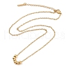 304 Stainless Steel Cable Chain Round Beads Pendant Necklaces for Women NJEW-Z047-02G-3