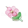Flower Transparent Acrylic Pendants PALLOY-JF03719-02-4