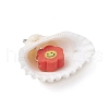 Natural Clam Shell & Smiling Face Handmade Polymer Clay Pendants PALLOY-JF03802-02-4
