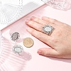 Vintage Adjustable Iron Flower Finger Ring Components Alloy Cabochon Bezel Settings PALLOY-O036-19AS-2