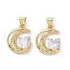 Brass Cubic Zirconia Pendants ZIRC-I062-22G-1