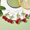 2 Pairs 2 Style Cherry & Strawberry Glass Dangle Earrings EJEW-JE05729-2