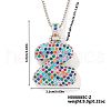 Brass Pave Colorful Cubic Zirconia Letter Pendant Box Chain Necklaces NU0575-47-1