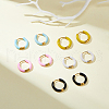 DICOSMETIC 5 Pairs 5 Color 316 Stainless Steel Enamel Ring Hoop Earrings EJEW-DC0001-39A-5