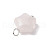 Natural Rose Quartz Star Charms with Brass Loops PALLOY-JF02733-02-4