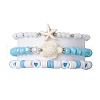 3Pcs Summer Beach Polymer Clay & Glass & Synthetic Turquoise Beaded Stretch Bracelets Kit BJEW-JB10675-01-1