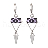 Triangle with Eye Brass Glass Seed Beaded Leverback Earrings EJEW-MZ00452-03-2