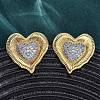 Heart Brass Micro Pave Clear Cubic Zirconia Stud Earrings EJEW-H158-02G-2