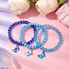 Electroplated Faceted Rondelle Glass Beaded Stretch Bracelet Sets BJEW-JB10482-2