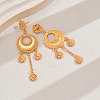 Flat Round with Flower Alloy Dangle Stud Earrings  UV3526-3