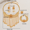 Alloy Hollow Flower Tassel Bracelets & Earrings & Necklaces & Rings Sets for Women LH7675-5