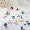 5 Pair 5 Style Golden Plated Alloy Enamel Planet Dangle Earrings with Iron Pins EJEW-AB00045-5