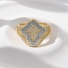 Brass Micro Pave Clear Cubic Zirconia Cuff Rings for Women RJEW-U041-03G-2