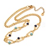 Bohemian 304 Stainless Steel & Dyed Colorful Synthetic Turquois Link Chain Necklaces for Women NJEW-M100-02G-01-2