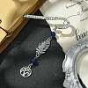 Tree of Life Feather Tibetan Style Alloy Pendant Bookmark with Cat Eye AJEW-JK00277-04-2