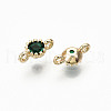 Brass Micro Pave Green Cubic Zirconia Links Connectors X-KK-T063-58G-NF-2