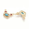 Synthetic Turquoise Rectangle with Flower Pendants KK-N258-15G-2