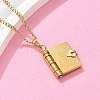 304 Stainless Steel Book Pendant Necklaces for Women NJEW-U037-01A-G-3