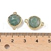 Brass Pave Natural Amazonite Faceted Flat Round Connector Charms G-U028-04G-04-3