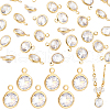   30Pcs Brass Edge & Loop Micro Pave Clear Cubic Zirconia Charms KK-PH0010-41-1