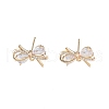 Brass Micro Pave Clear Cubic Zirconia Stud Earring Findings KK-T062-246G-3