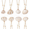 4Pcs 4 Styles Electroplate Natural Shell Pendant Necklaces NJEW-JN05180-01-2