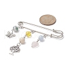 Natural & Synthetic Mixed Gemstone Heart & Butterfly & Tree Charms Safety Pin Brooch JEWB-BR00100-2