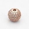 CZ Brass Micro Pave Grade AAA Clear Color Cubic Zirconia Round Beads KK-O065-6mm-05-NR-2